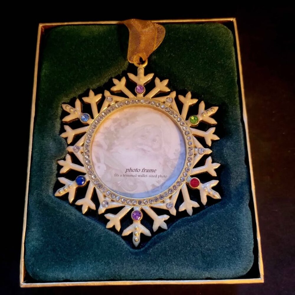 Bejeweled Snowflake Photo Frame Ornament